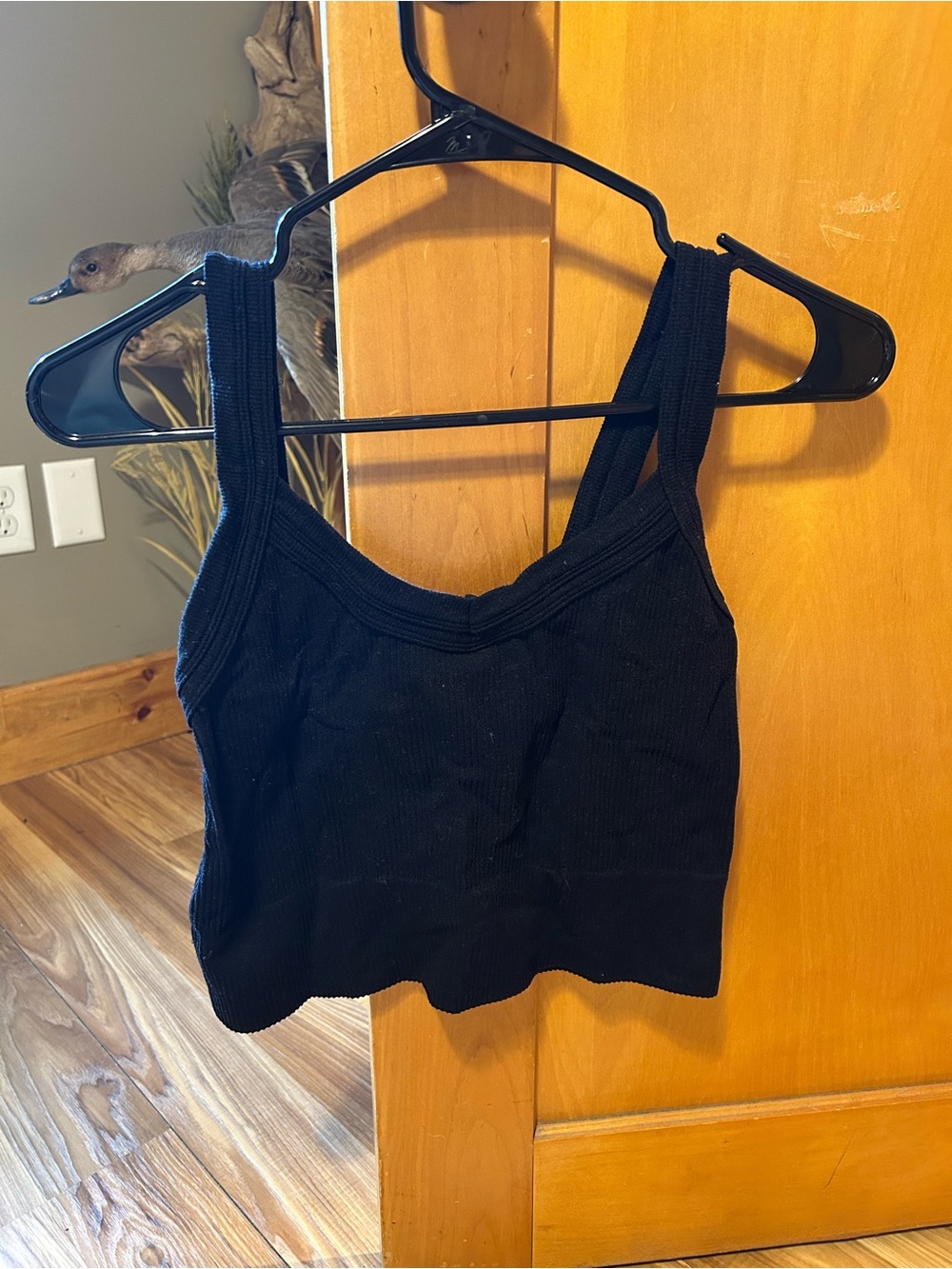 Black Women's Ribbed V-Neck Tank Top